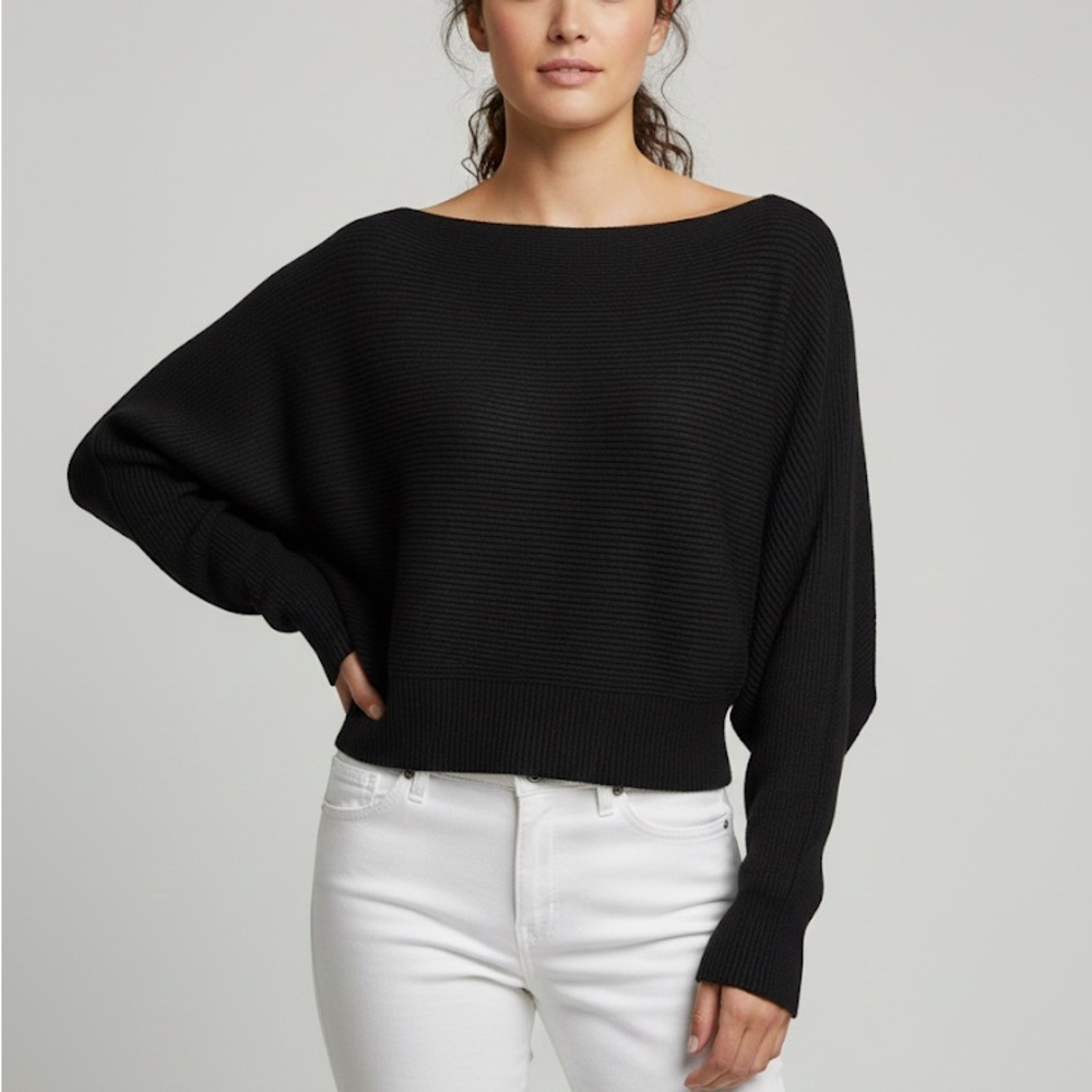 Say What? Black Off-the-Shoulder Sweater very soft knit top shirt light XL
